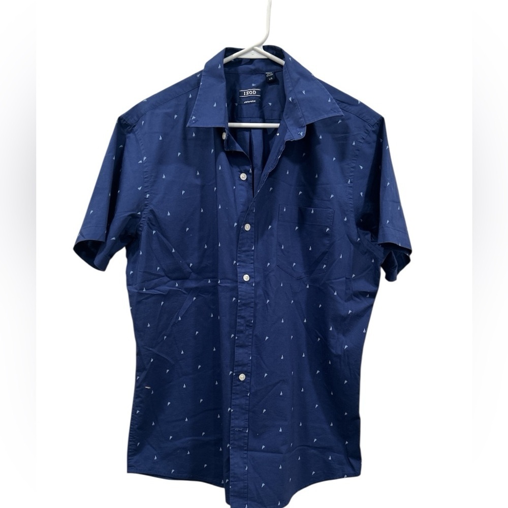 Izod Blue Casual Button Down Shirt Classic Fit